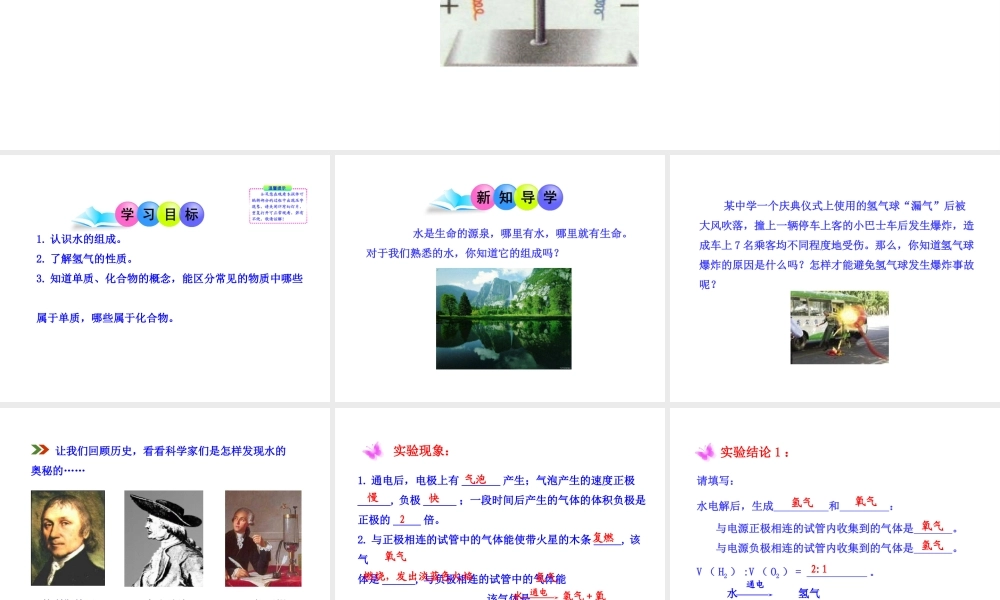 2013年秋九年级化学上册 第四单元 课题3 水的组成教学课件 （新版）新人教版