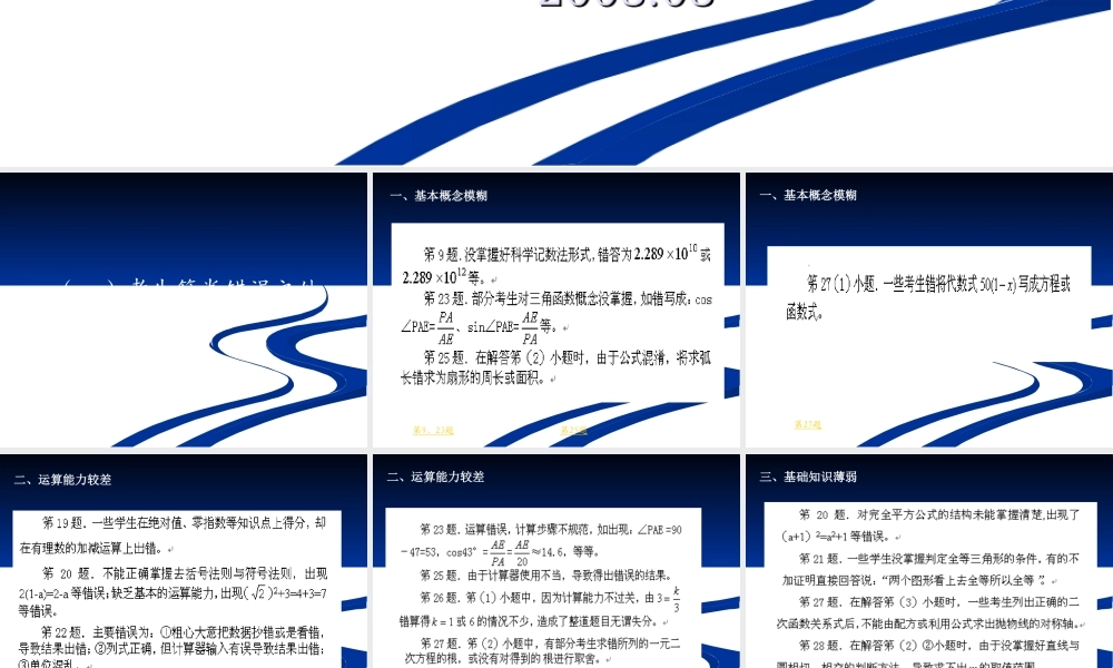 2008年中考学生答卷情况与教学反思（泉州市教科所曾大洋）