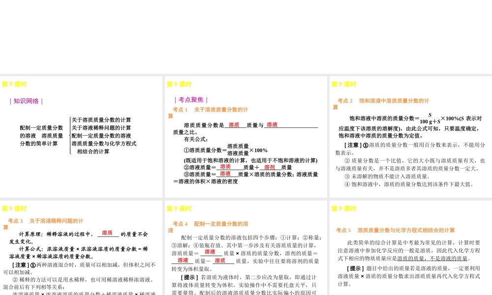 2012年中考化学考点知识备考复习课件6