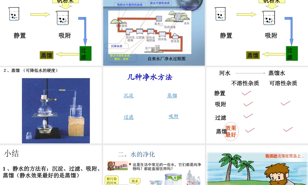 2013年秋九年级化学上册 第四单元 自然界的水 课题2 水的净化精品课件 （新版）新人教版