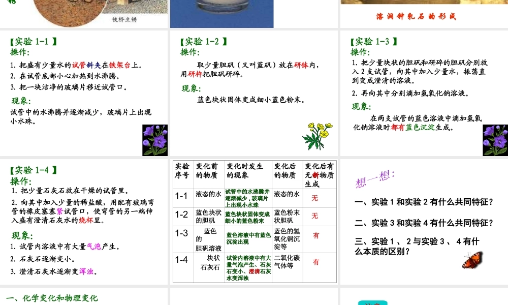 2013年秋九年级化学上册 第一单元 走进化学世界 课题1  物质的变化和性质精品课件 （新版）新人教版