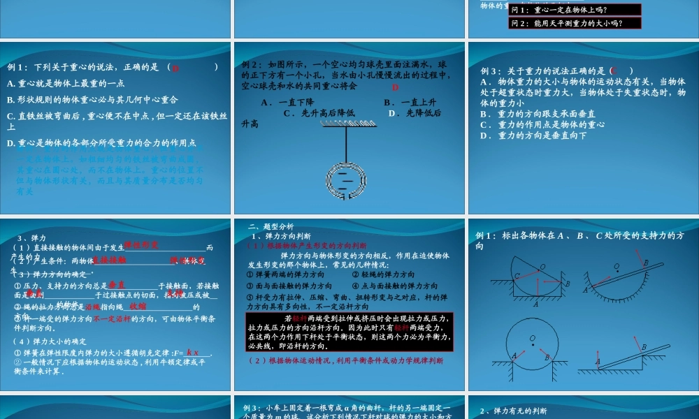 2009届高三第一轮复习——力重力弹力02