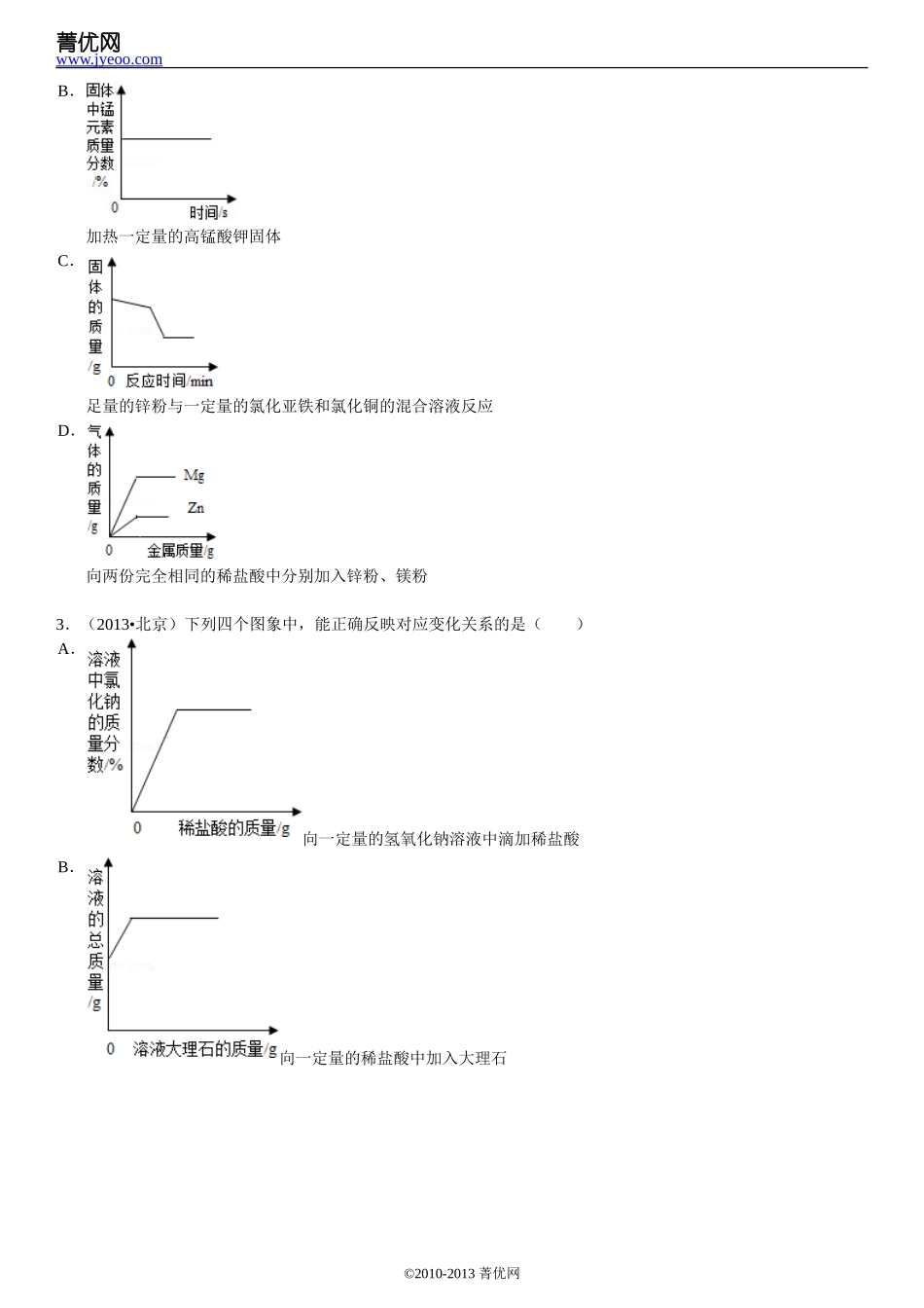 初中化学选择压轴题图形题组卷附详细档案_第2页