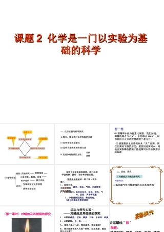 2013年秋九年级化学上册 第一单元 走进化学世界 课题2 化学是一门以实验为基础的科学精品课件 （新版）新人教版