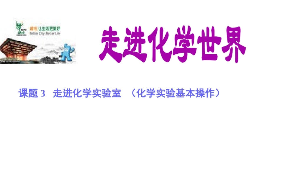 2013年秋九年级化学上册 第一单元 走进化学世界 课题3 走进化学实验室精品课件 （新版）新人教版