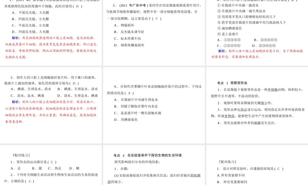 2013年中考生物复习 第十章 实验课件 北师大版