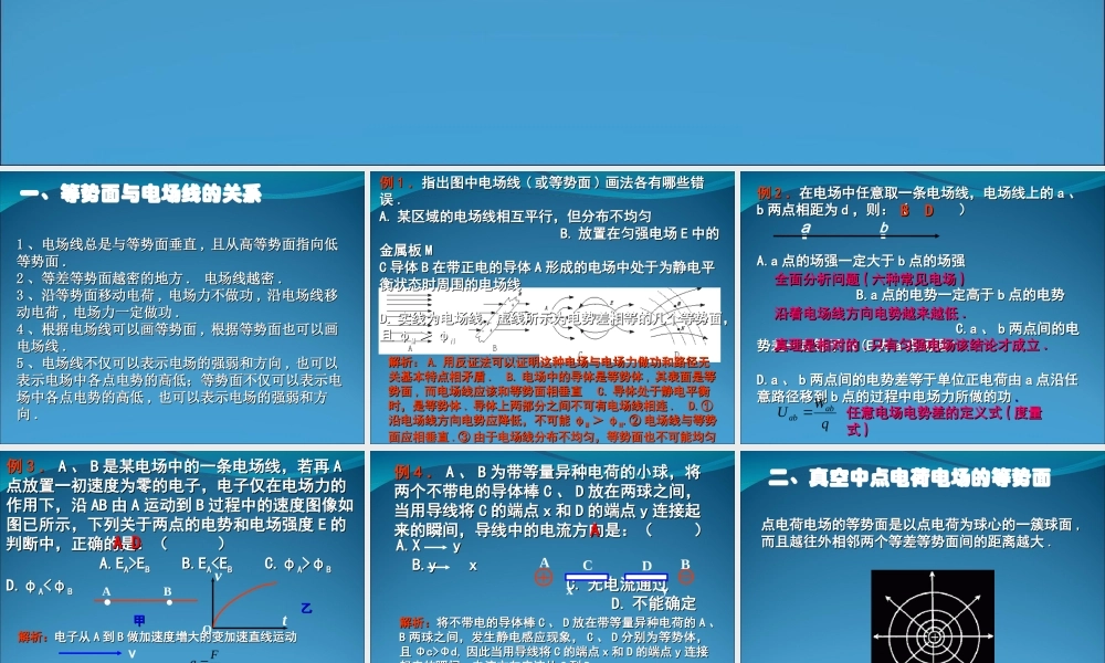 2009届高三第一轮复习——等势面的理解和应用23