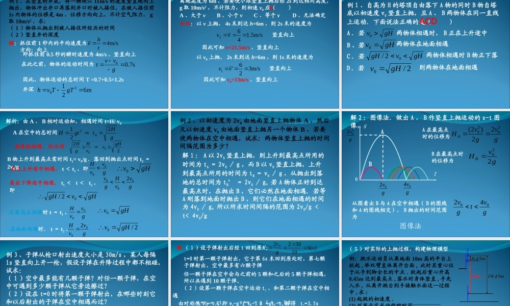 2009届高三第一轮复习——自由落体和竖直上抛08