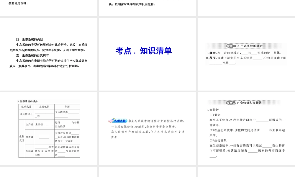 2012年中考生物学第一轮复习资料 第六单元生物与环境第一章生态系统课件 济南版