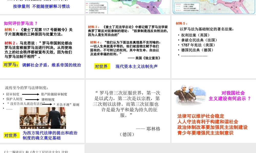 2009年广东省高中历史科第7课古罗马的法律资料人教版必修一