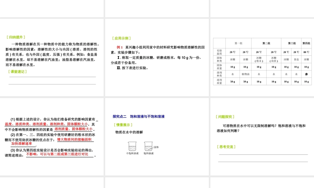2014-2015九年级化学下册 6.3（第1课时）影响物质溶解性的因素课件 （新版）沪教版