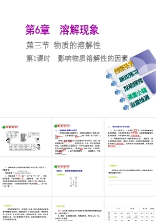 2014-2015九年级化学下册 6.3（第1课时）影响物质溶解性的因素课件 （新版）沪教版