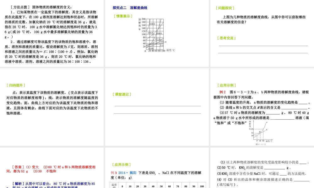 2014-2015九年级化学下册 6.3（第2课时）物质溶解性的定量表示课件 （新版）沪教版