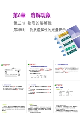 2014-2015九年级化学下册 6.3（第2课时）物质溶解性的定量表示课件 （新版）沪教版