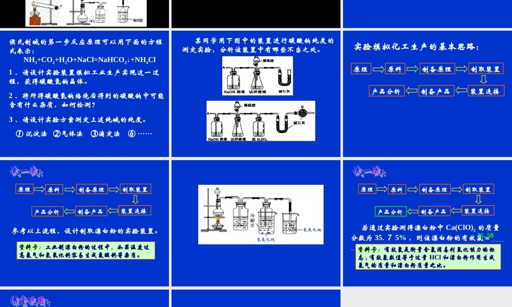 2009年浙江省杭州市高三化学教研活动资料：《碳酸钠的制备与定量分析》（余晓钟）