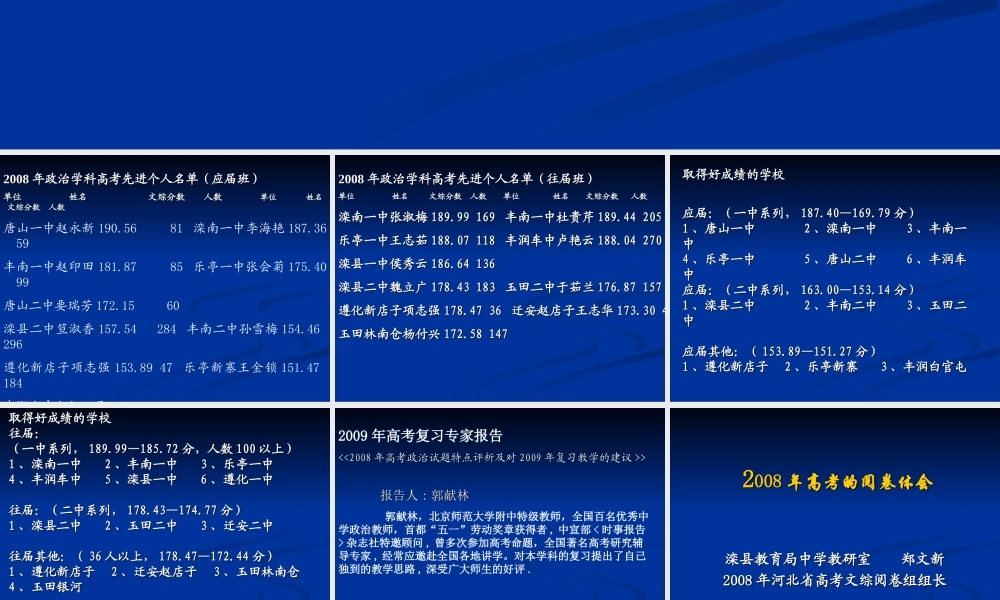 2009年高考复习研讨会