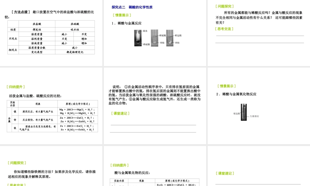 2014-2015九年级化学下册 7.2（第1课时）常见的酸课件 （新版）沪教版