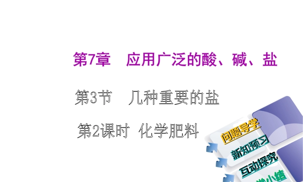 2014-2015九年级化学下册 7.3（第2课时）化学肥料课件 （新版）沪教版