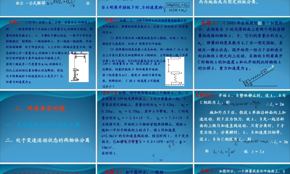 2009高考物理专题复习：两物体分离的临界问题19