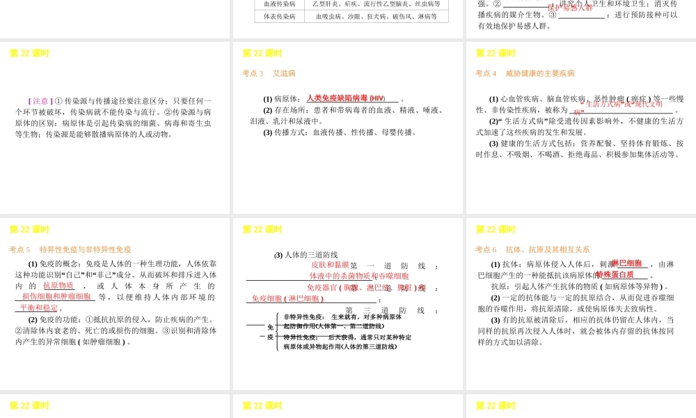 2012年中考生物一轮复习 八年级上册 第七单元 健康地生活精品课件 苏教版