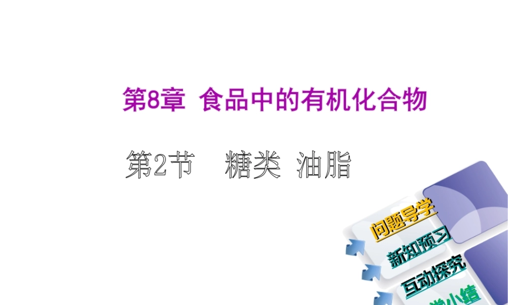 2014-2015九年级化学下册 8.2 糖类油脂课件 （新版）沪教版