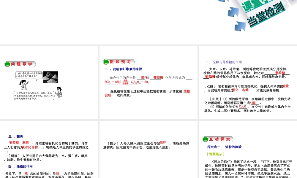 2014-2015九年级化学下册 8.2 糖类油脂课件 （新版）沪教版