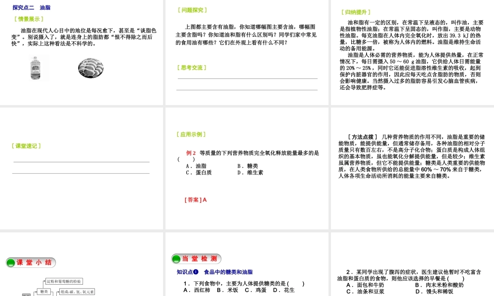 2014-2015九年级化学下册 8.2 糖类油脂课件 （新版）沪教版