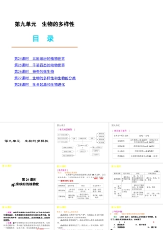 2012年中考生物一轮复习 八年级下册 第九单元 生物的多样性精品课件 苏教版