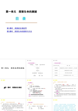 2012年中考生物一轮复习 七年级上册 第一单元 探索生命的奥秘精品课件 苏教版