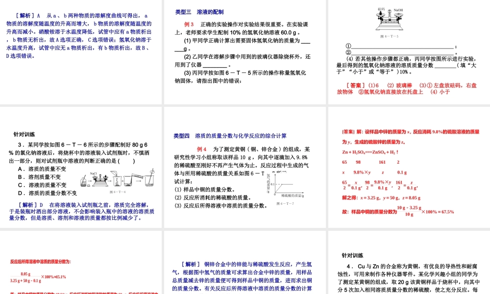 2014-2015九年级化学下册 第六章 溶解现象本章总结提升课件 （新版）沪教版