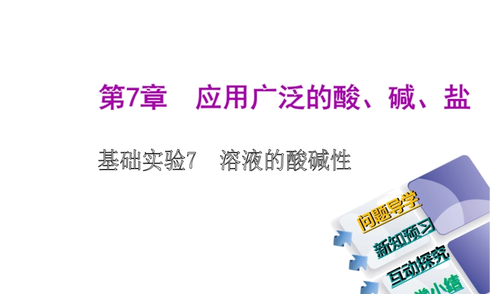 2014-2015九年级化学下册 基础实验7 溶液的酸碱性课件 （新版）沪教版