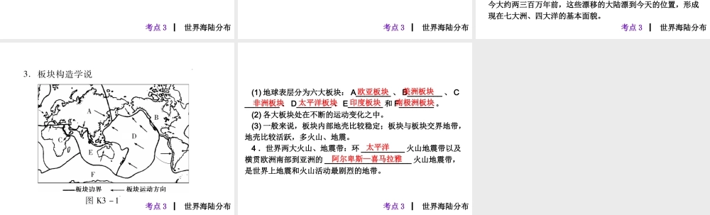 2013届中考地理最后冲刺练 考点3 世界海陆分布课件 湘教版