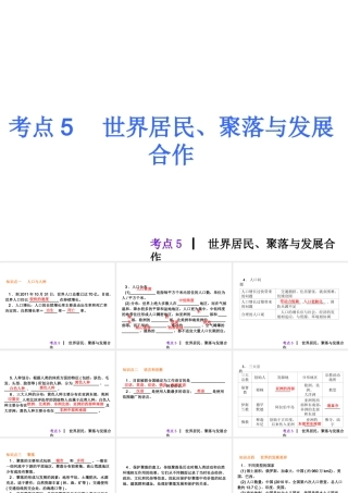 2013届中考地理最后冲刺练 考点5 世界居民、聚落与发展合作课件 湘教版