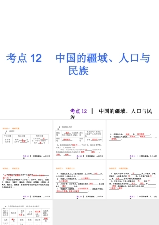 2013届中考地理最后冲刺练 考点12 中国的疆域、人口与民族课件 湘教版