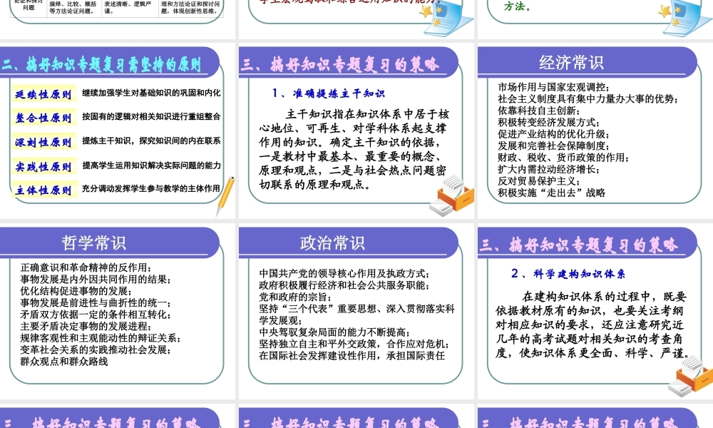 2010年河北省石家庄高三政治知识专题复习教学建议 知识专题复习研讨新人教版