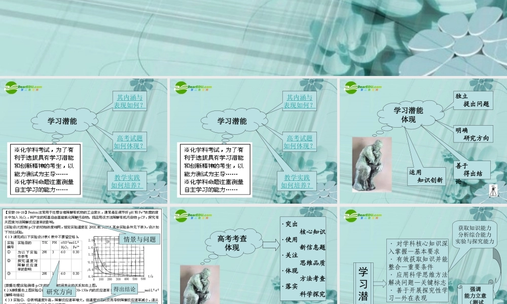 2010年福建省高三化学骨干教师培训 基于学习潜能考查的命题和复习素材