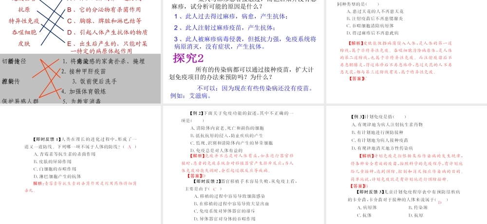 -八年级生物下册 第八单元 第一章 传染病和免疫复习课件 新人教版-新人教版初中八年级下册生物课件