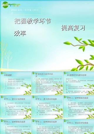 2010年福建省高三化学骨干教师培训 把握教学环节 提高复习效率素材