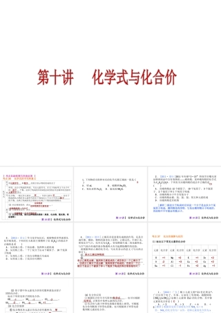 2013届中考化学考前热点冲刺《第十讲 化学式与化合价》（单课考点自主梳理+热点反馈+典例真题分析）课件 新人教版