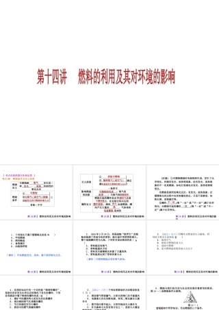 2013届中考化学考前热点冲刺《第十四讲 燃料的利用及其对环境的影响》（单课考点自主梳理+热点反馈+典例真题分析）课件 新人教版