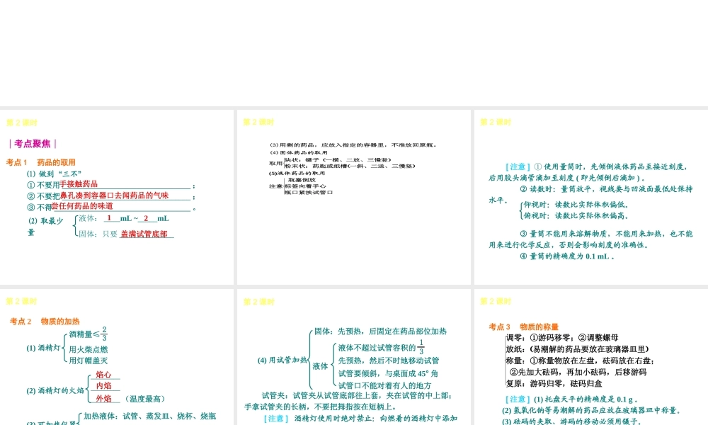 2013届中考化学考前热点聚焦《第2课时 学习和研究化学的方法》（单课考点聚焦+热考精讲+知识点归类）课件 沪教版