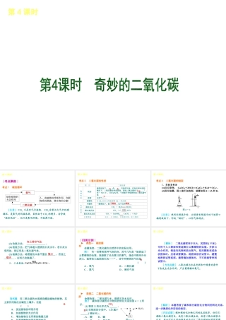 2013届中考化学考前热点聚焦《第4课时 奇妙的二氧化碳》（单课考点聚焦+热考精讲+知识点归类）课件 沪教版