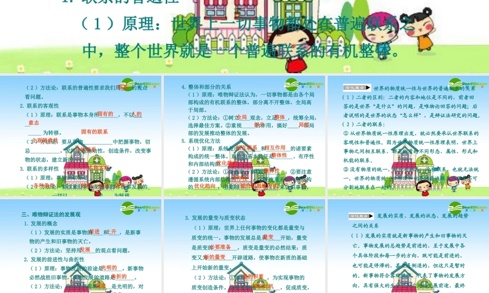 2010年高三政治高考复习专题PPT学案：20唯物辩证法（上）