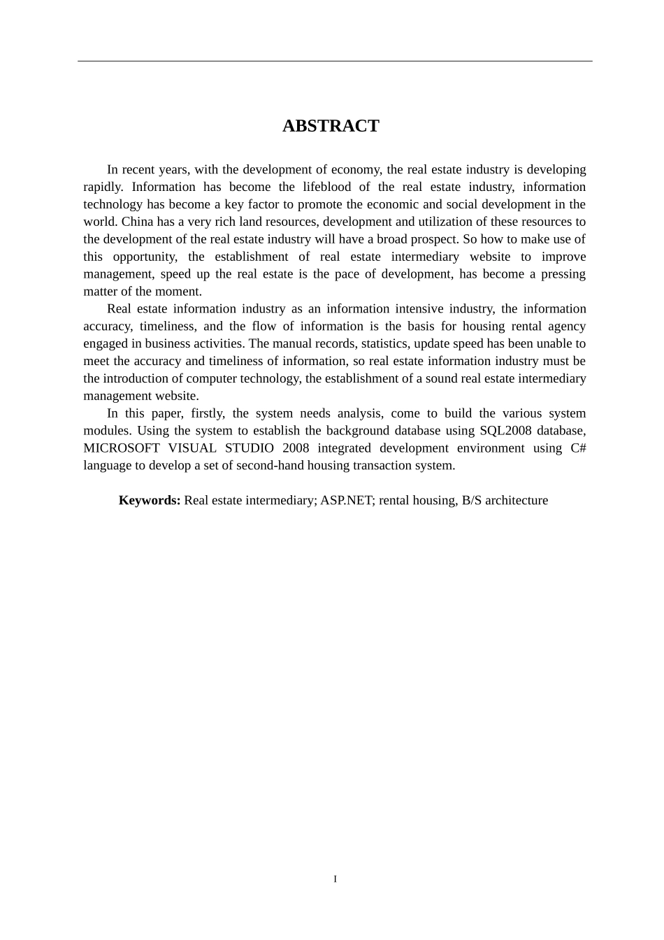 房产中介ASP.NET房屋出租 BS架构设计和实现 计算机科学与技术专业_第2页