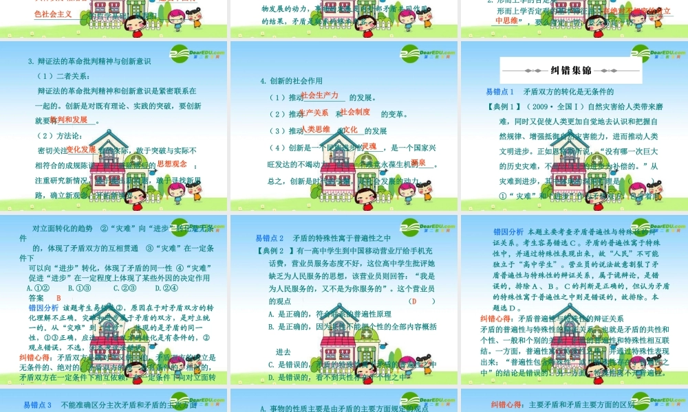 2010年高三政治高考复习专题PPT学案：21唯物辩证法（下）