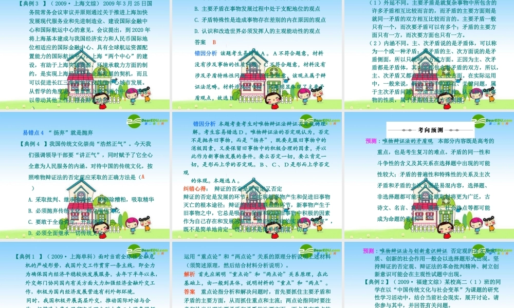 2010年高三政治高考复习专题PPT学案：21唯物辩证法（下）