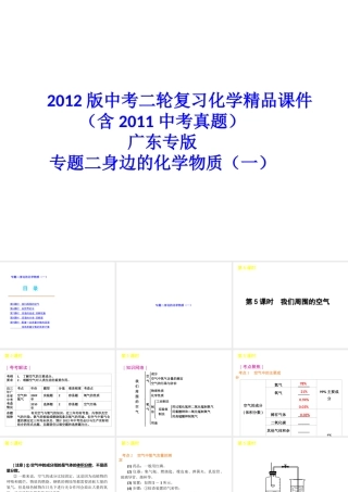 2012版中考化学二轮复习 专题二身边的化学物质（一）精品课件 粤教版