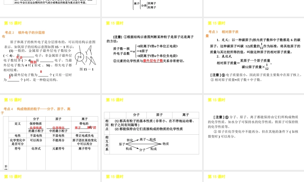 2012版中考化学二轮复习 专题三物质构成的奥秘精品课件 粤教版