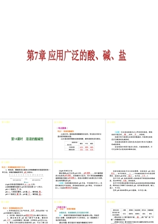 2013届中考化学考前热点聚焦《第14课时 溶液的酸碱性》（单课考点聚焦+热考精讲+知识点归类）课件 沪教版