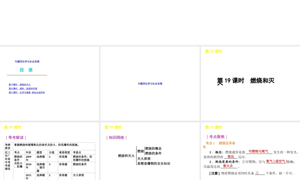 2012版中考化学二轮复习 专题四化学与社会发展精品课件 粤教版